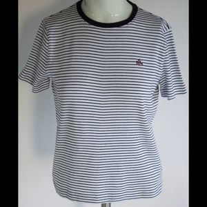 Lauren Ralph Lauren Tee Shirt Blk & Wht Stripe P/S